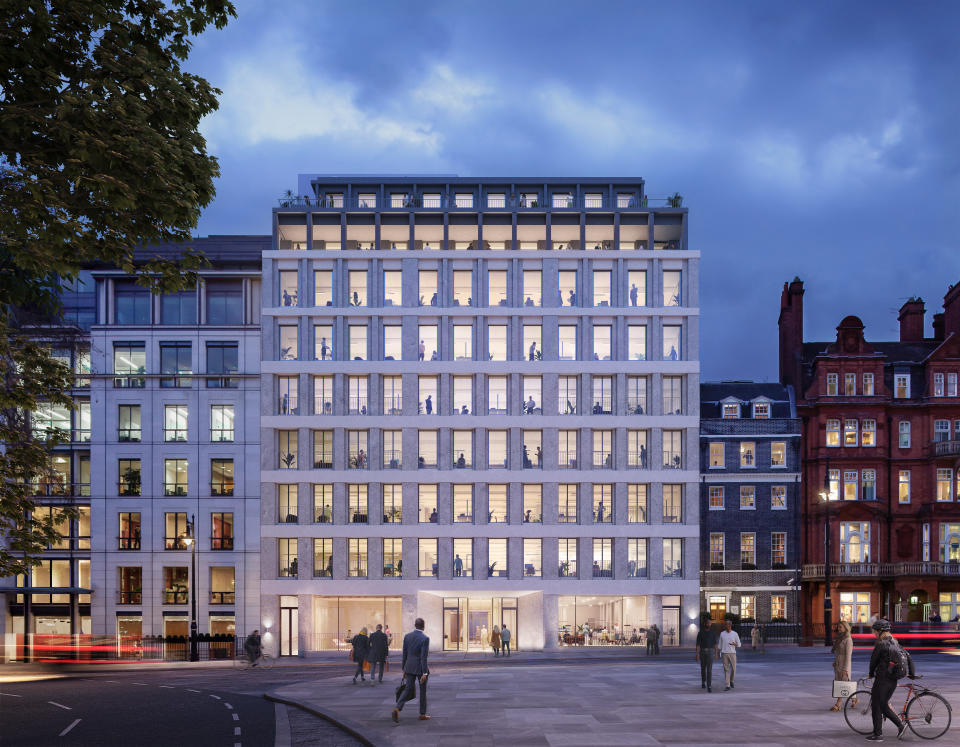 A rendering of Chanel’s future global headquarters in London’s Berkeley Square.