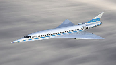 An artist's impression shows Boom's 55-seat supersonic aircraft in this undated handout on December 4, 2017. REUTERS/Boom Supersonic Handout via REUTERS