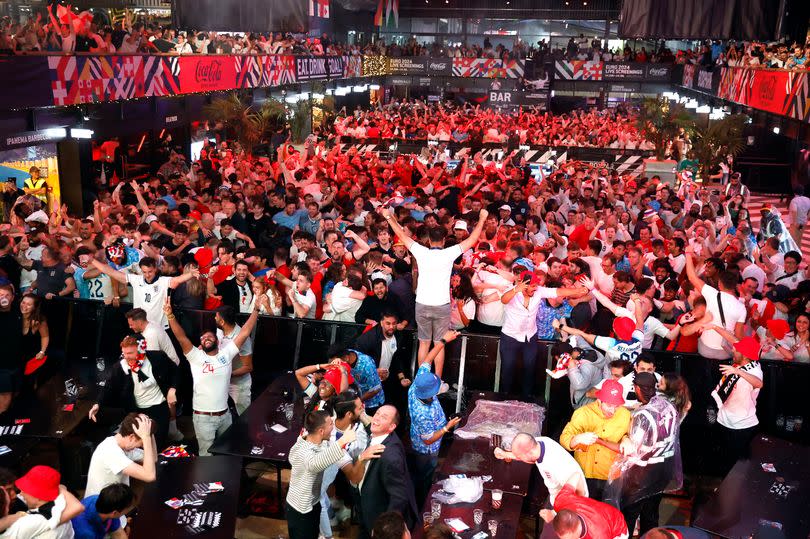 England fans celebrate at BOXPARK