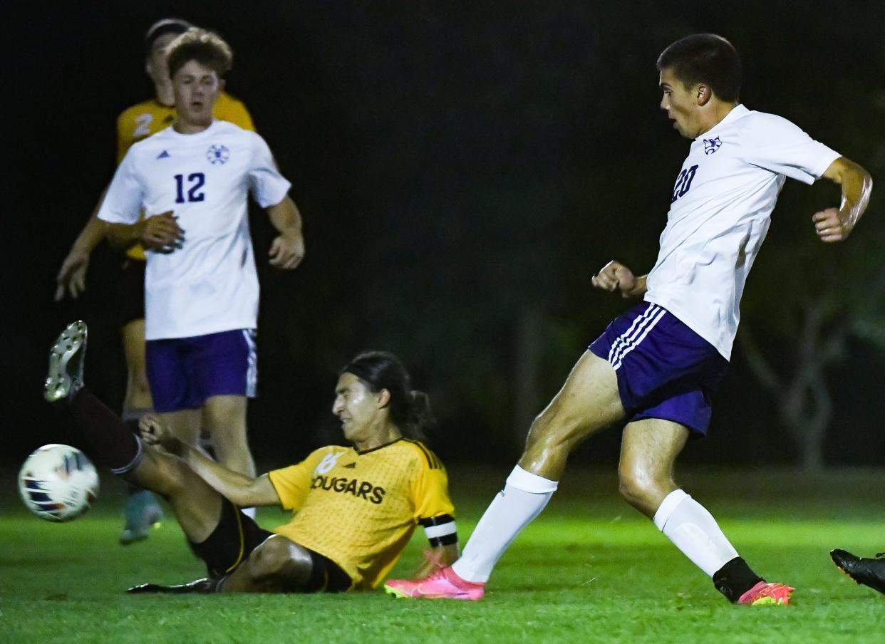 launches 2nd half rally for Bloomington South in boys' soccer