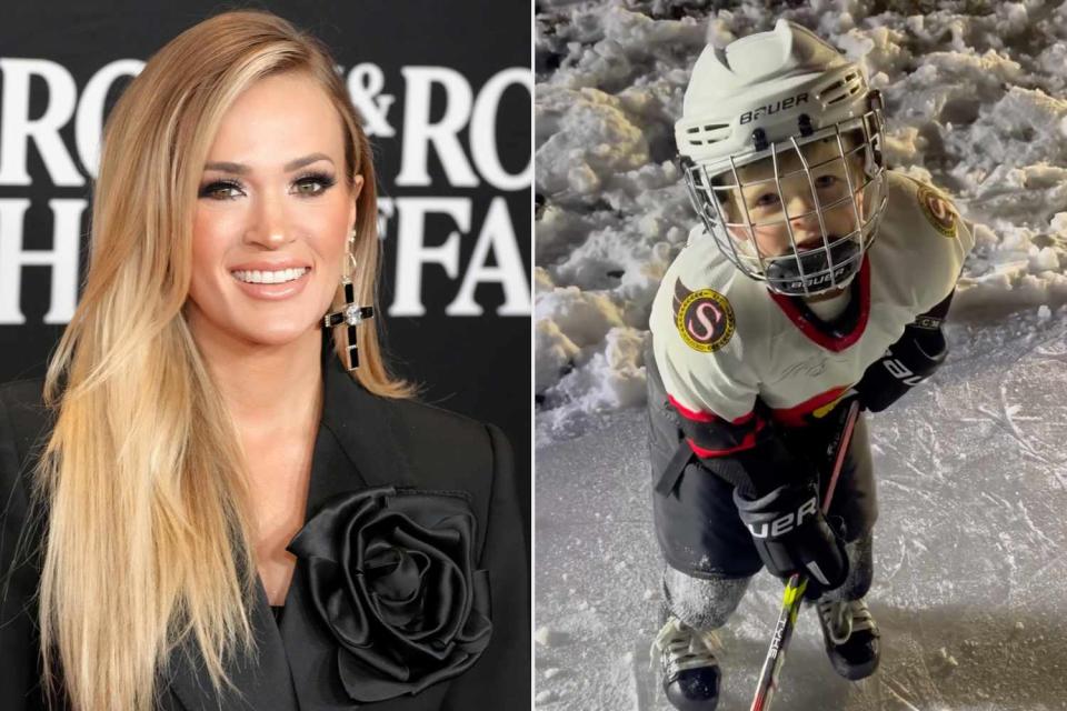 <p>Carrie Underwood/Instagram, Jeff Kravitz/FilmMagic</p> Carrie Underwood (L), son Jacob (R)