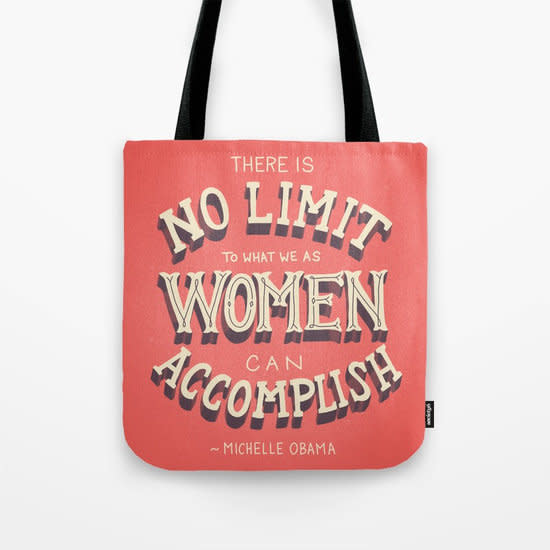 Buy the <a href="https://society6.com/product/no-limit326866_bag#s6-6721117p29a26v196" target="_blank">Kathleen Murray "No Limit" tote bag </a>for $20