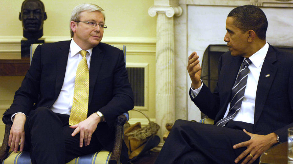 Kevin Rudd meets with Obama at the White House in Washington DC in November 2009. Source: AAP