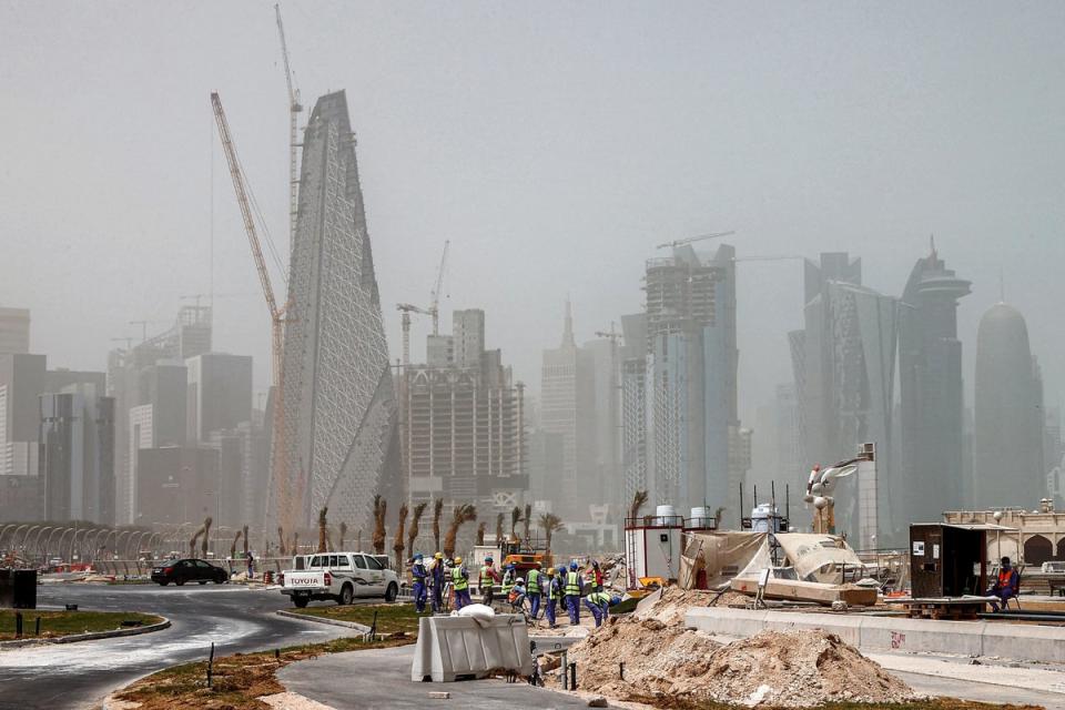 Construction workers in central Doha (AFP via Getty Images)