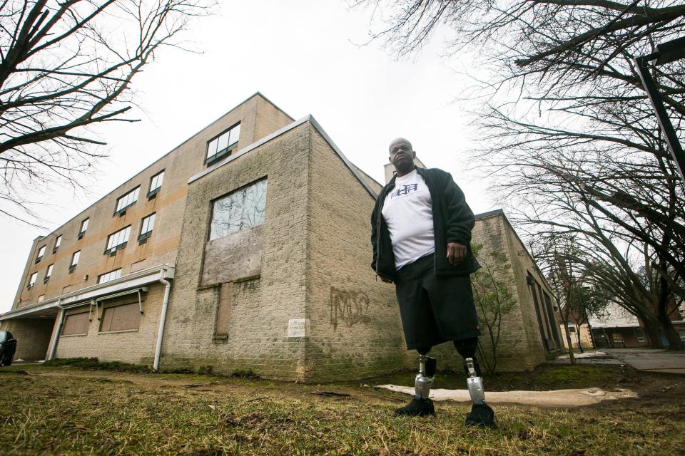 David Mosley, founder of the Delaware Center for Homeless Veterans, stands at the former Layton nursing home in Wilmington several years ago. Mosley, a veteran, turned the building into a housing center for homeless veterans. Mosley and the veterans center was sued in July 2023 by the city of Wilmington over alleged mishandling of pandemic relief funds meant to pay for employees and services at the New Castle County Hope Center.