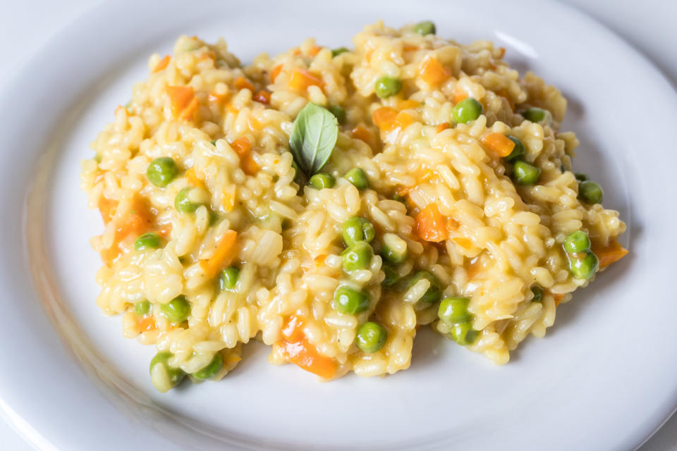 Plate of risotto with vegetables