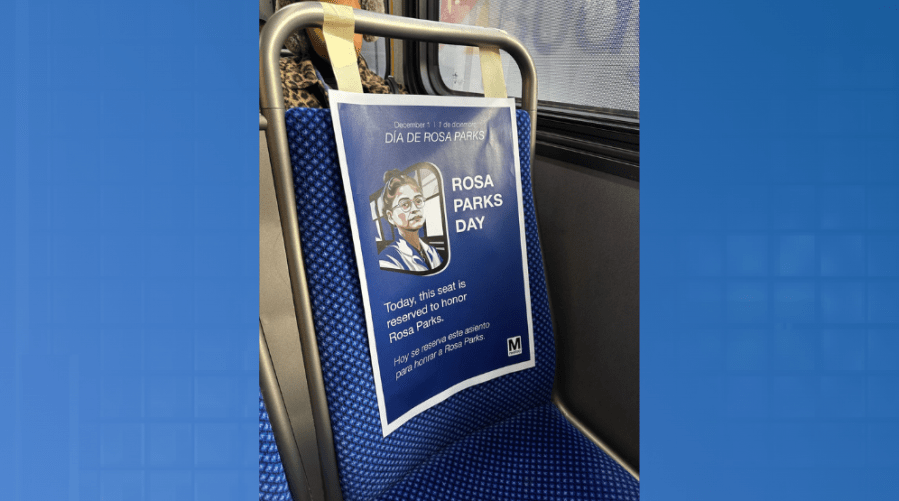 In 2022, the Washington Metropolitan Area Transit Authority (WMATA) began reserving a seat on all its Metrobuses on Dec. 1 to honor civil rights figure Rosa Parks. (Washington Metropolitan Area Transit Authority)