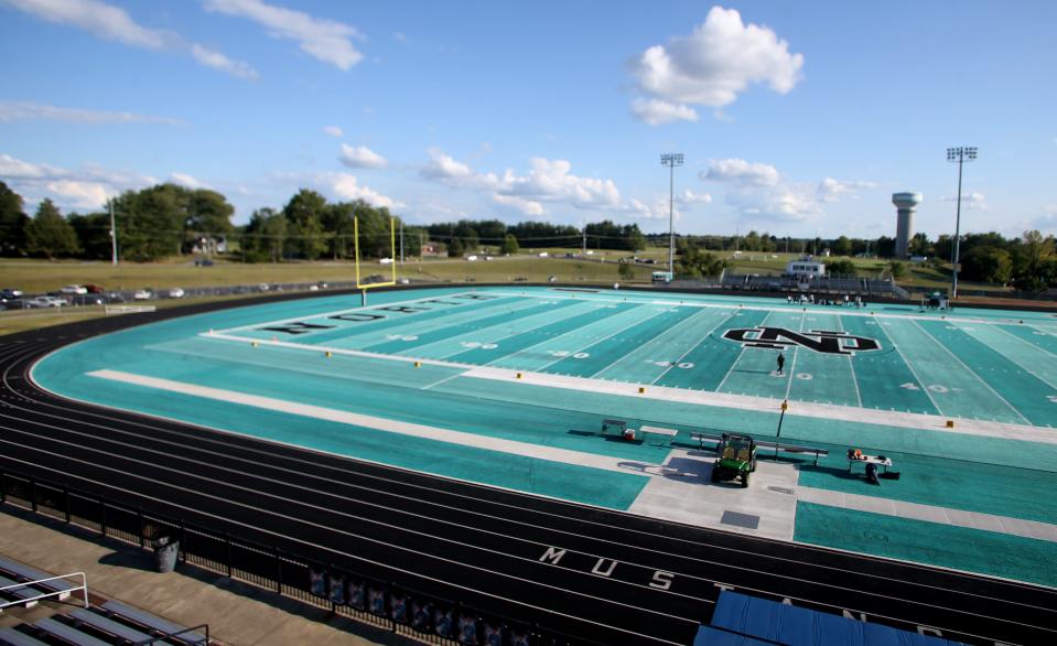 The new turf field at North Oldham before their game versus South Oldham on Friday, Sept. 8, 2023.