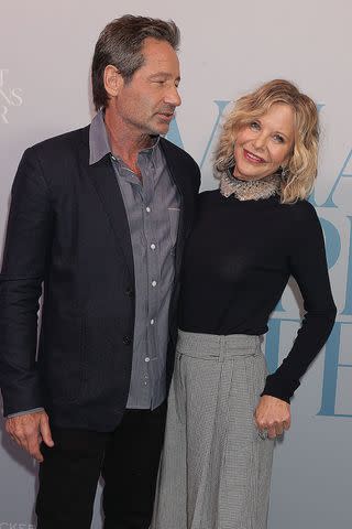 <p>Dave Allocca/StarPix/Shutterstock</p> David Duchovny and Meg Ryan on Oct. 30, 2023