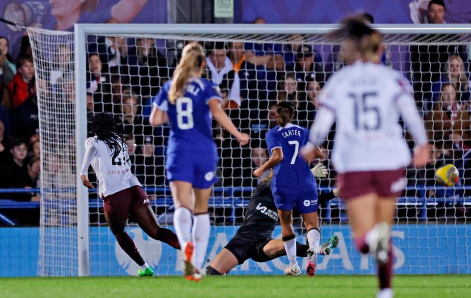 Shaw finishes past Hannah Hampton to give City the lead (Action Images via Reuters)