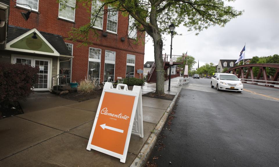 Look for the sandwich board just north of the Fairport lift bridge, located in the old Box Factory, for Clementine in the village of Fairport.