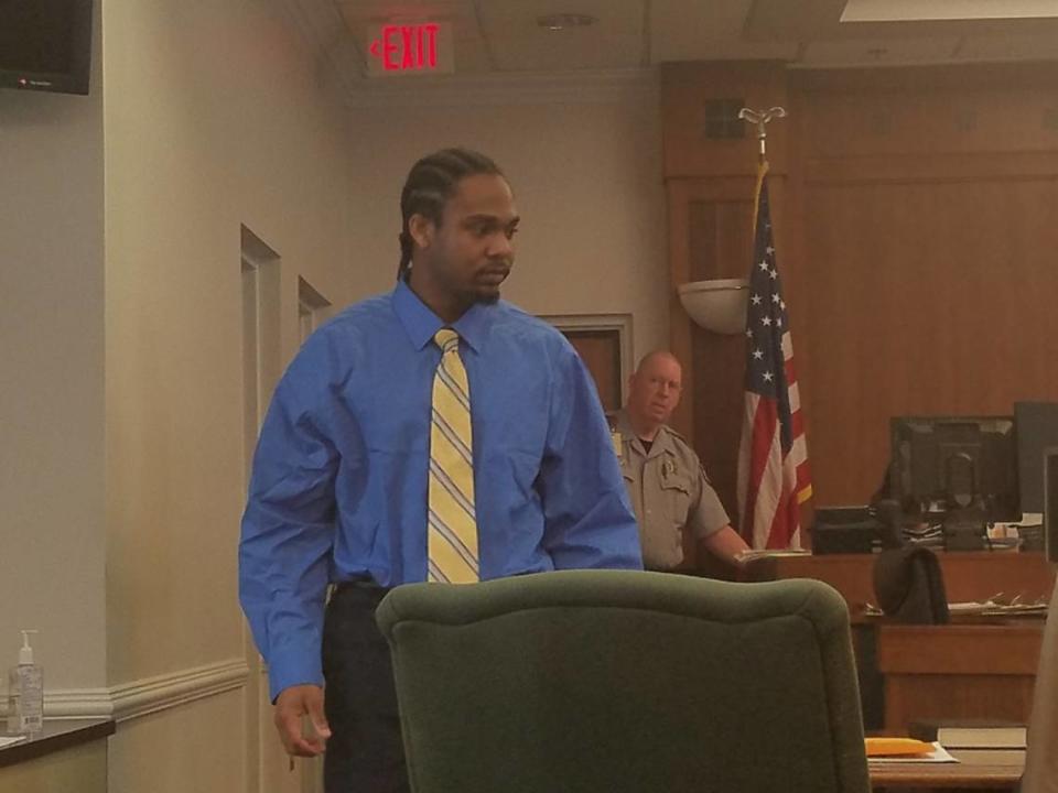 Ramone Alston walks into an Orange County courtroom on May 18, 2018, where he is on trial for the murder of 1-year-old Maleah Williams on Christmas Day 2015 in Chapel Hill.