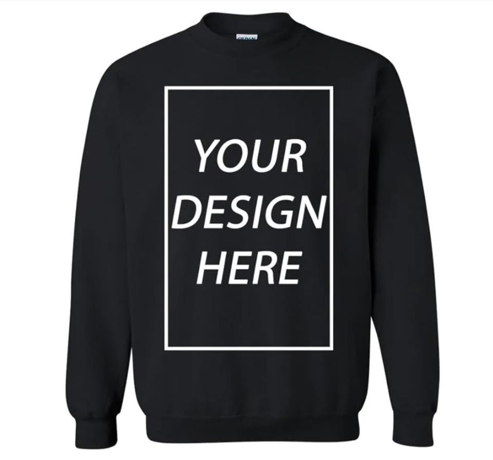 black crewneck with personalization