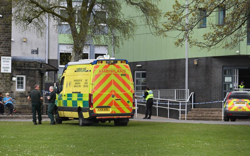 The scene at Amman Valley School in Ammanford