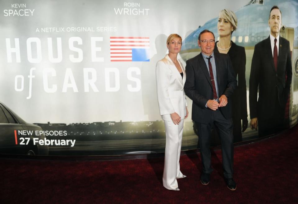 <div class="inline-image__caption"><p>Robin Wright and Kevin Spacey attend the world premiere of House of Cards Season 3 in 2015 in London. </p></div> <div class="inline-image__credit">Dave J Hogan</div>