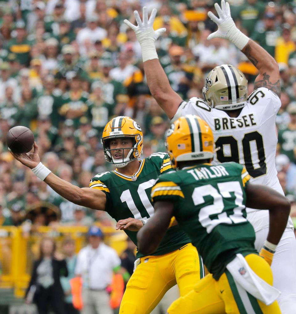 Jordan Love and the Green Bay Packers will face the New Orleans Saints for a second straight season at home. The Packers rallied for an 18-17 victory in Week 2.