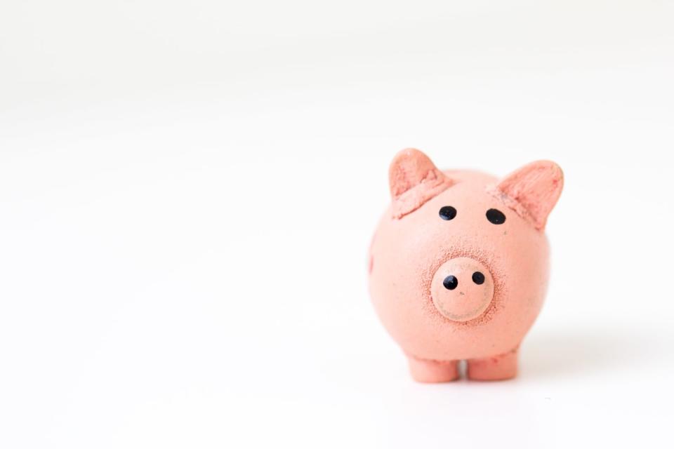 piggy bank in fornt of a white background