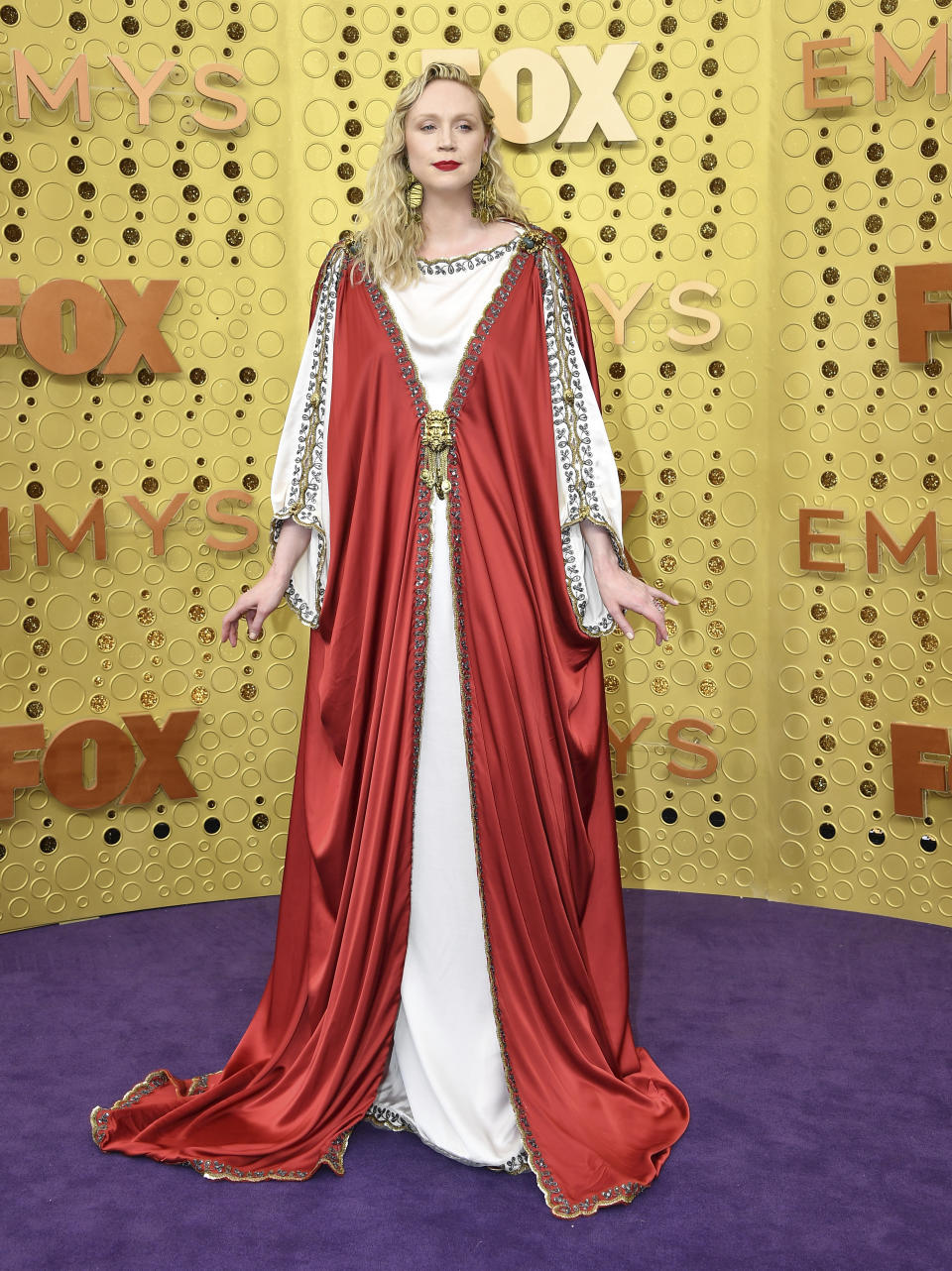 Gwendoline Christie arrives at the 71st Primetime Emmy Awards on Sunday, Sept. 22, 2019, at the Microsoft Theater in Los Angeles. (Photo by Vince Bucci/Invision for the Television Academy/AP Images)