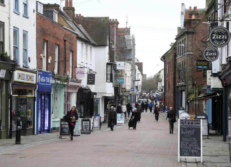 The High Street in Canterbury, Kent, as a new programme aimed at supporting businesses with a high growth potential has been launched (Gareth Fuller/PA) (PA Wire)