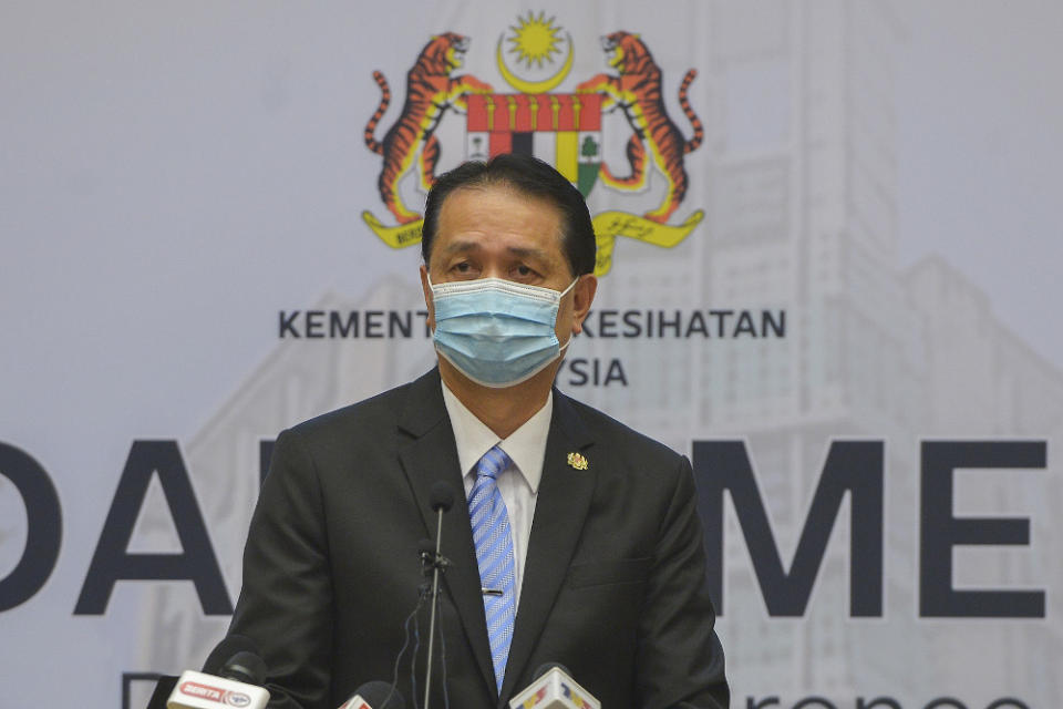 Health director-general Tan Sri Dr Noor Hisham Abdullah speaks during a press conference in Putrajaya on January 19, 2021. — Picture by Miera Zulyana