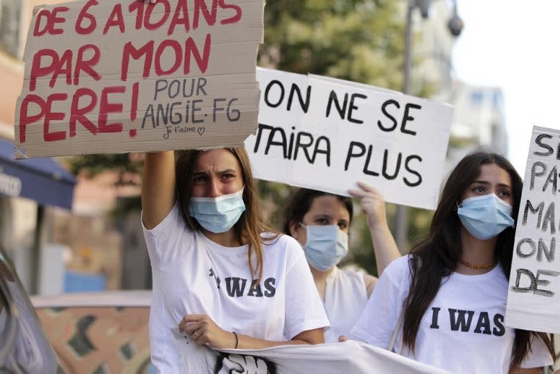 An anti-child abuse protest in France.