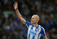 Soccer Football - Premier League - Huddersfield Town vs Manchester United - John Smith's Stadium, Huddersfield, Britain - October 21, 2017 Huddersfield Town’s Aaron Mooy celebrates at the end of the match REUTERS/Andrew Yates