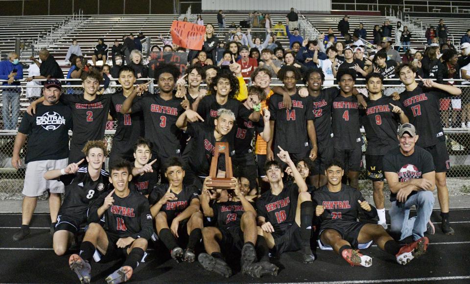 Palm Beach Central boys soccer beat Lake Nona 1-0 to advance to the FHSAA state semifinals for the first time in program history on Feb. 16, 2022.