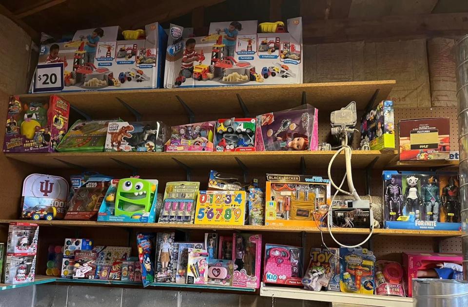 Toys collected by the Indiana Santa Claus Society for Sullivan, Indiana kids.