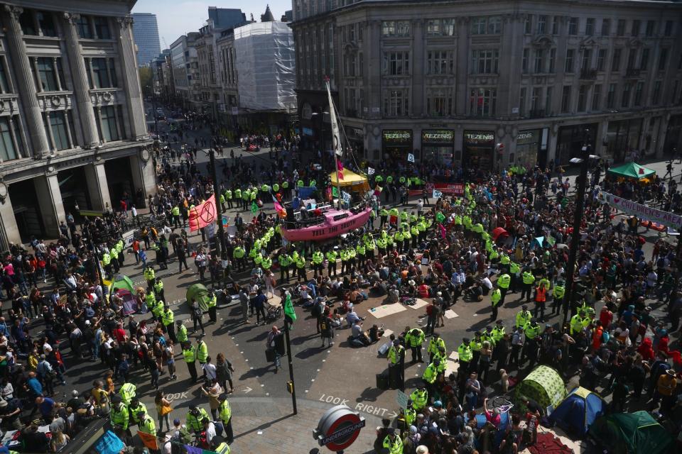 Police descended on Oxford Circus on Good Friday (REUTERS)