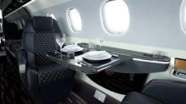 The interior of a Embraer business jet plane, the New Praetor 600 Bossa Nova Edition, is seen in this image released by Embraer North America, in Fort Lauderdale, Florida, U.S., October 12, 2018. Courtesy Embraer/Handout via REUTERS