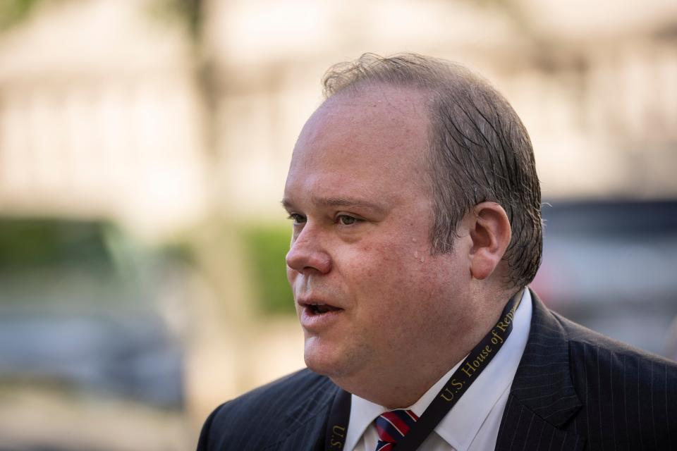 Chris Stirewalt, Former Fox Political Editor, arrives for a hearing on the January 6th investigation in the Cannon House Office Building on June 13, 2022 in Washington, DC.