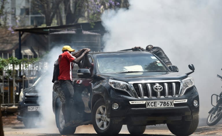 Opposition figures who tried to stage a march in Nairobi had to quickly leave the scene after police started firing tear gas at demonstrators