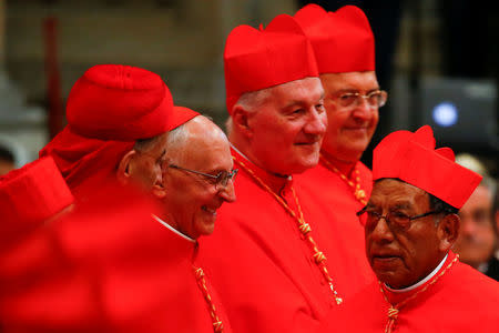 New cardinal Toribio Ticona Porco of Bolivia is seen during a consistory ceremony to install 14 new cardinals in Saint Peter's Basilica at the Vatican, June 28 2018. REUTERS/Tony Gentile