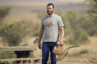 <p>Jamie Dornan gets into character on Sunday on the Australia set of <em>The Tourist.</em></p>