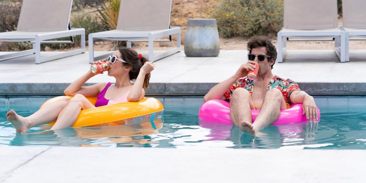 palm springs when carefree nyles andy samberg and reluctant maid of honor sarah cristin milioti have a chance encounter at a palm springs wedding, things get complicated when they find themselves unable to escape the venue, themselves, or each other sarah cristin milioti and nyles andy samberg, shown photo by jessica perezhulu