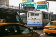 Crowded roadways are seen outside the central terminal of LaGuardia Airport in the Queens borough of New York April 8, 2014. REUTERS/Shannon Stapleton