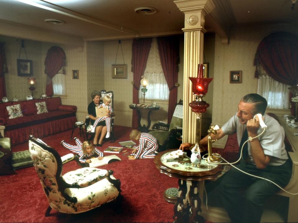 walt disney and his family in their apartment above the fire station in disneyland