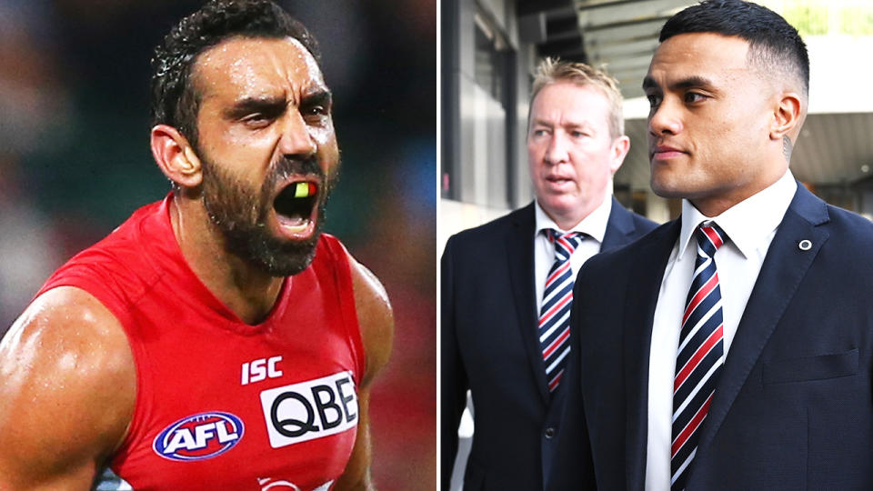 Spencer Leniu and Adam Goodes.