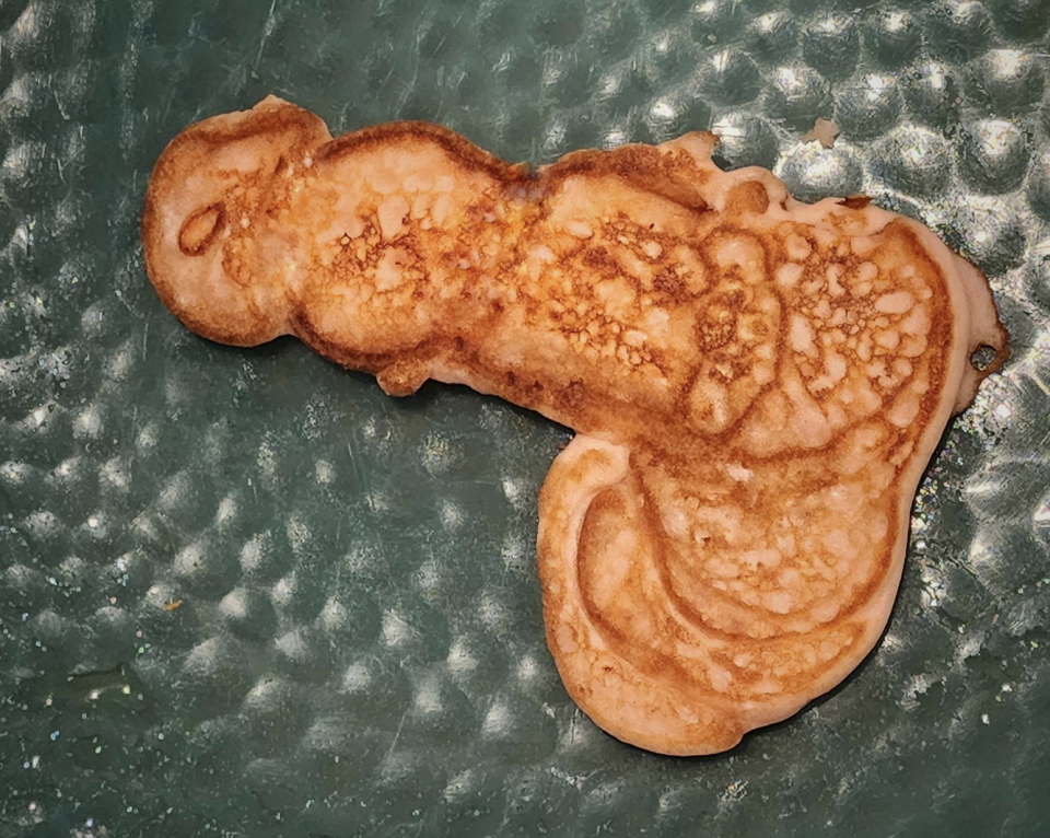 A pancake shaped like a penis