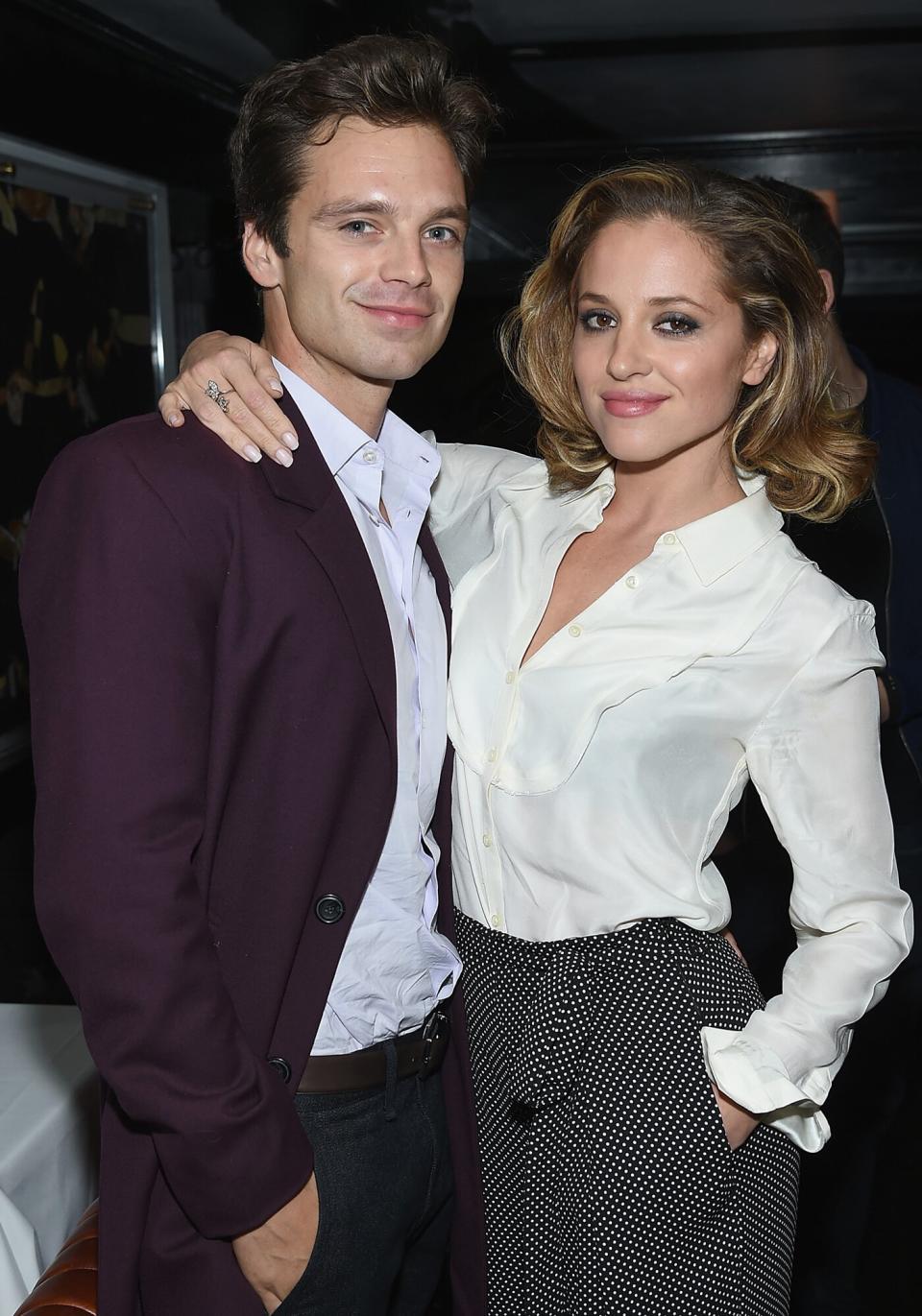 Sebastian Stan and Margarita Levieva attend the after party for the premiere of "Clouds Of Sils Maria" hosted by Sundance Selects with W Magazine, Moncler and The Cinema Society at Omar's on October 8, 2014 in New York City