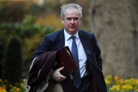 Britain's Attorney General Geoffrey Cox is seen outside Downing Street in London, Britain March 14, 2019. REUTERS/Toby Melville