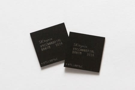 Picture illustration of mobile memory chips made by chipmaker SK Hynix taken in Seoul