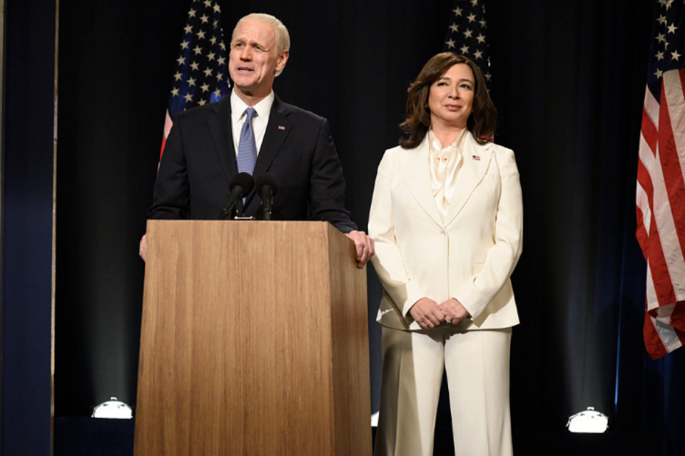 Jim Carrey as Joe Biden and Maya Rudolph as Kamala Harris in the post-election episode of "Saturday Night Live."