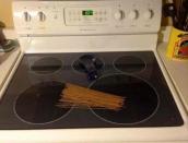 "I asked him to put the spaghetti on the stove..."