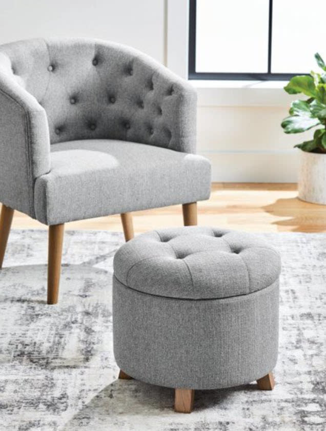 grey tufted and matching accent chair