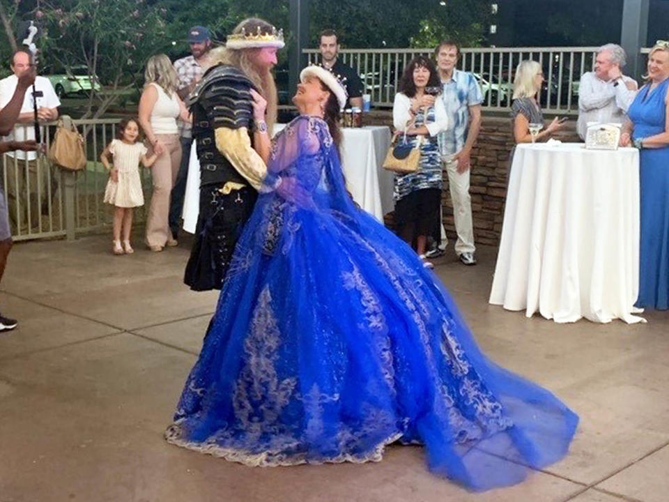 Jamie West and Drew Schmitt dance at their wedding. (Courtesy Jamie West)