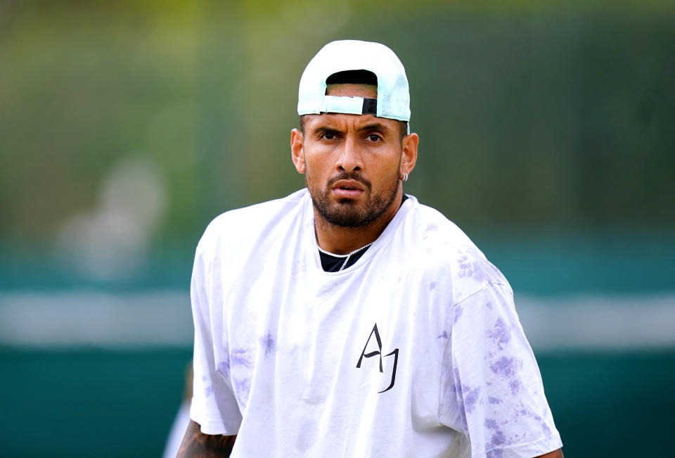 Nick Kyrgios, pictured here during a practice session ahead of his Wimbledon quarter-final.