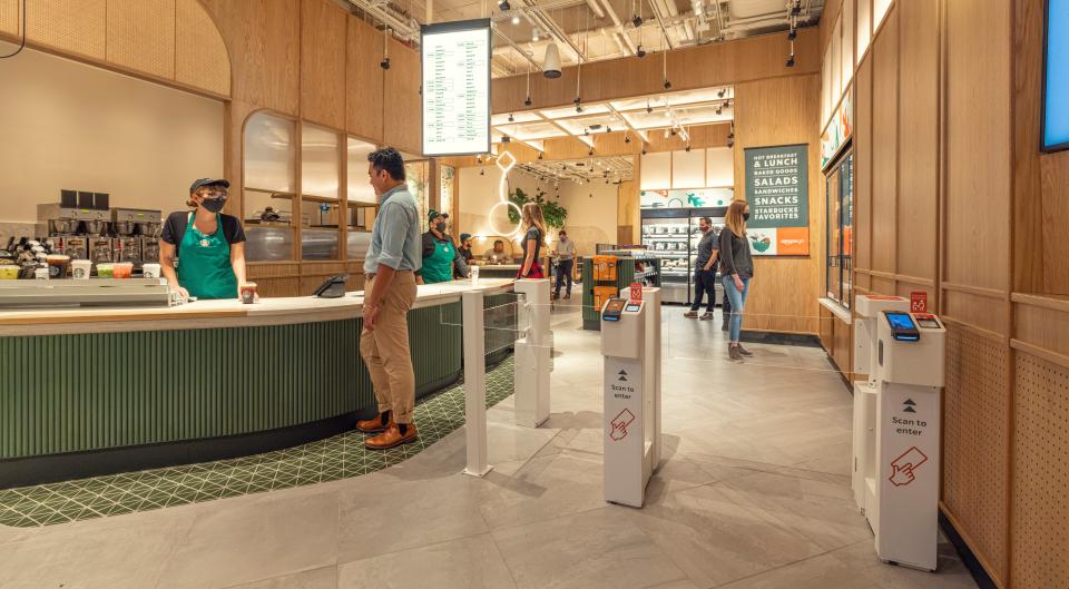 The new Starbucks Pickup with Amazon Go store in New York.