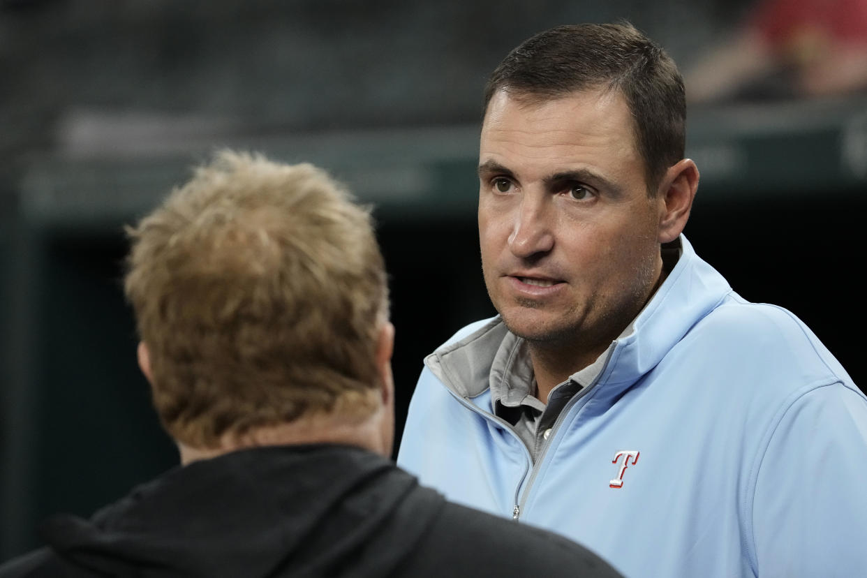 Rangers GM Chris Young was no fan of an Astros reporter's criticism of his team celebrating clinching a playoff spot. (Photo by Sam Hodde/Getty Images)