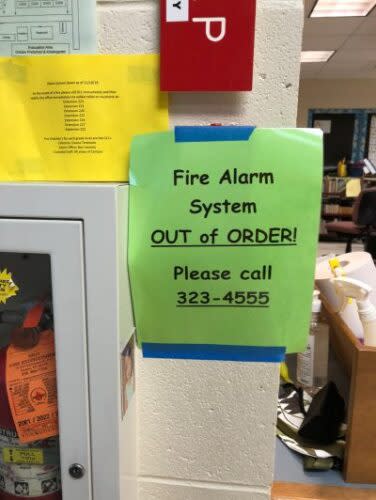 Konawaena Elementary’s fire alarm system has been broken since November 2019, even after the school experienced an electrical fire in 2021. (Courtesy: Val Kalahiki)